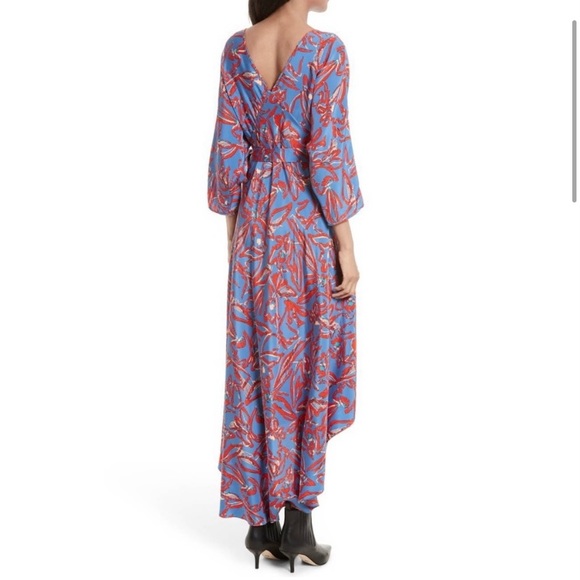 NWOT DVF Silk Dress M Long Sleeve Asymmetric Hem Elsden Wrap Maxi Tie High Low - Picture 2 of 5